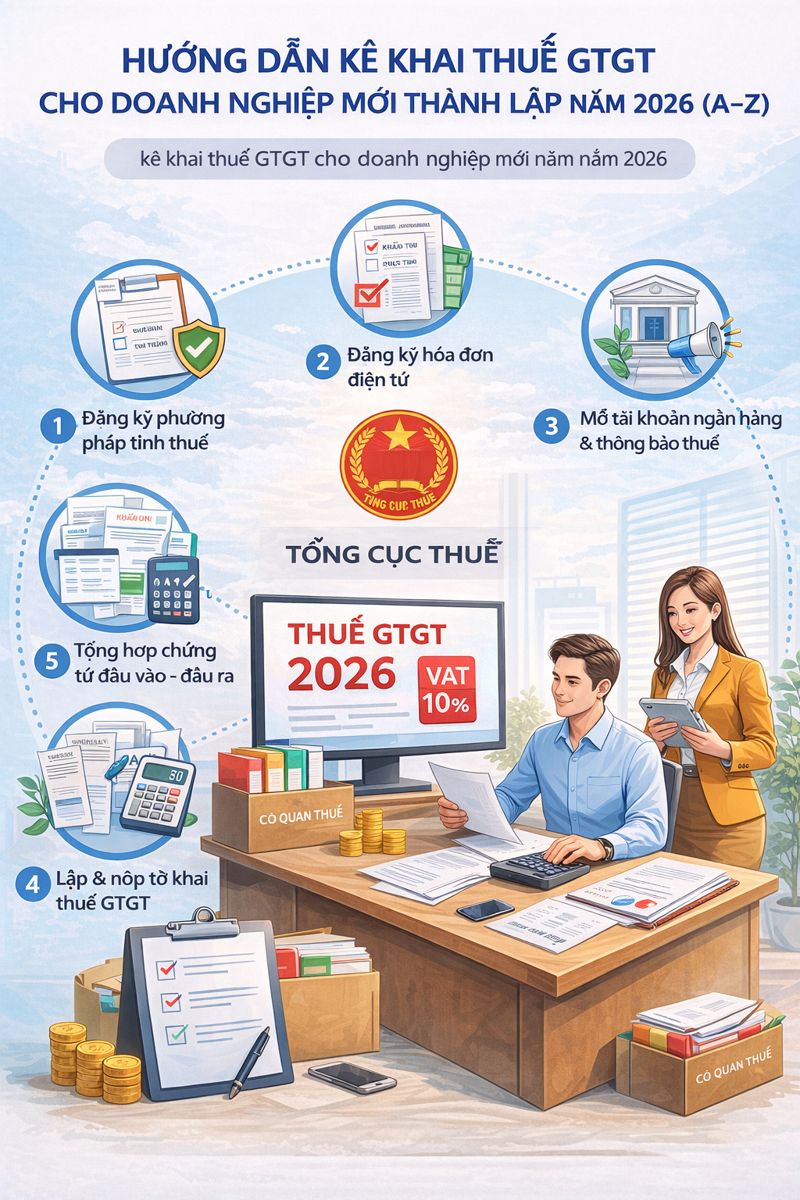 Doanh nghiệp mới thành lập cần làm gì về thuế trong 30 ngày đầu năm 2026 – checklist thủ tục thuế và đăng ký hóa đơn điện tử